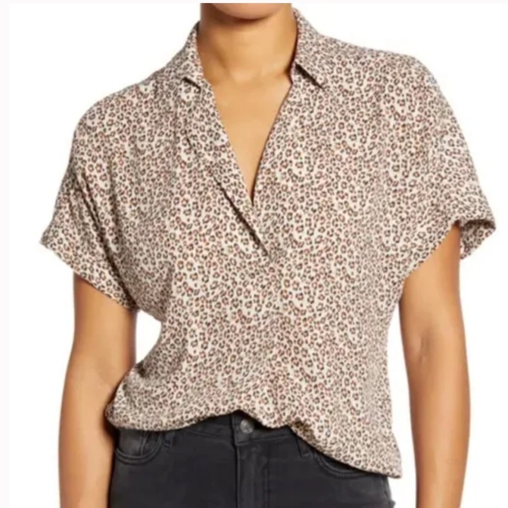 All In Favor leopard print button back shirt